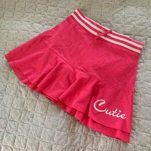NWT Rare Vintage Y2K “Cutie” Fuchsia Pink White Striped Ruffle Tier Skort XS/S